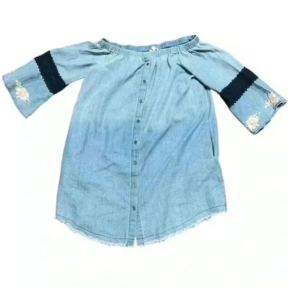 Cotton Bleu Strapless Denim Dress With a Raw Hem - Picture 2 of 8